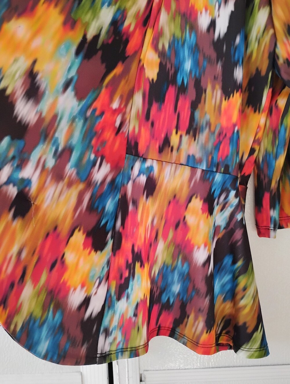 Colorful Abstract Open Front Drape Cardigan - Picture 4 of 14